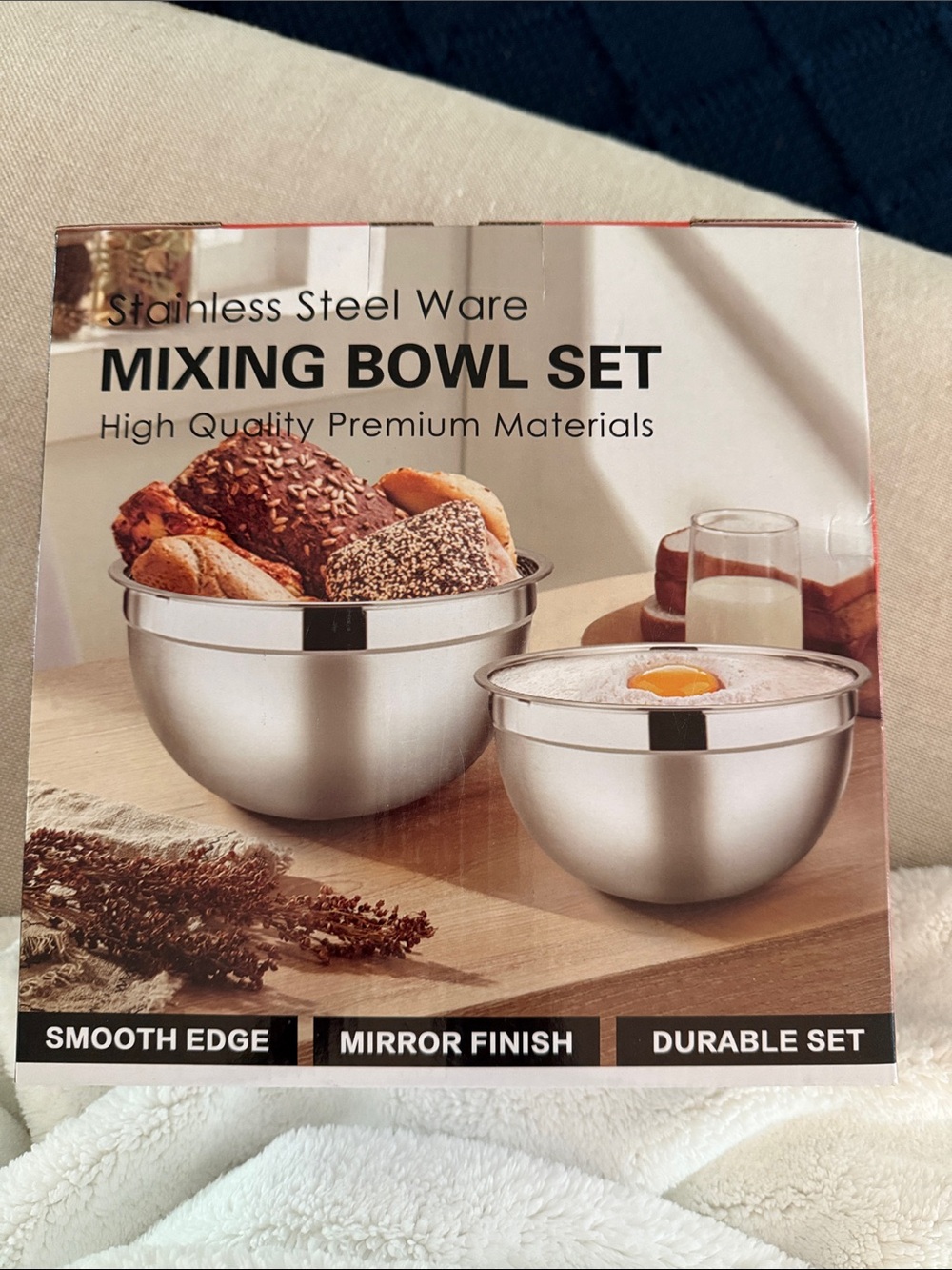 Stainless Steel Mixing Bowl Set - Silver Mirror Finish